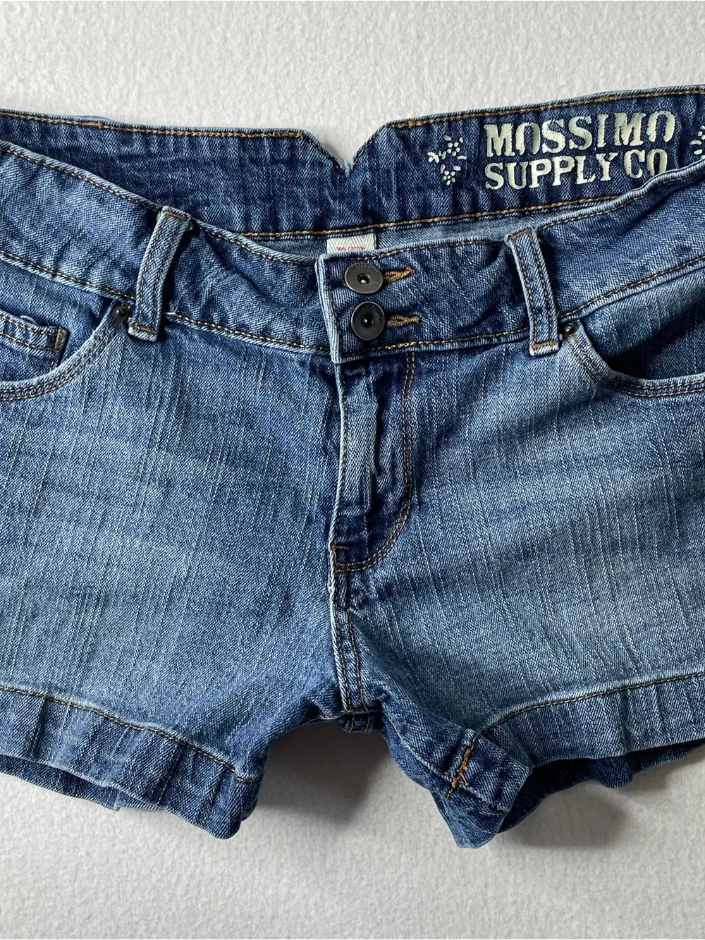 Mossimo Denim Mini Shorts Women's Large Y2K Low Rise Cut Off Jean Shorts Indie